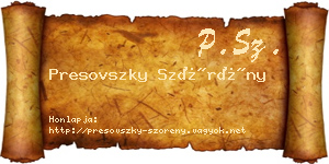 Presovszky Szörény névjegykártya